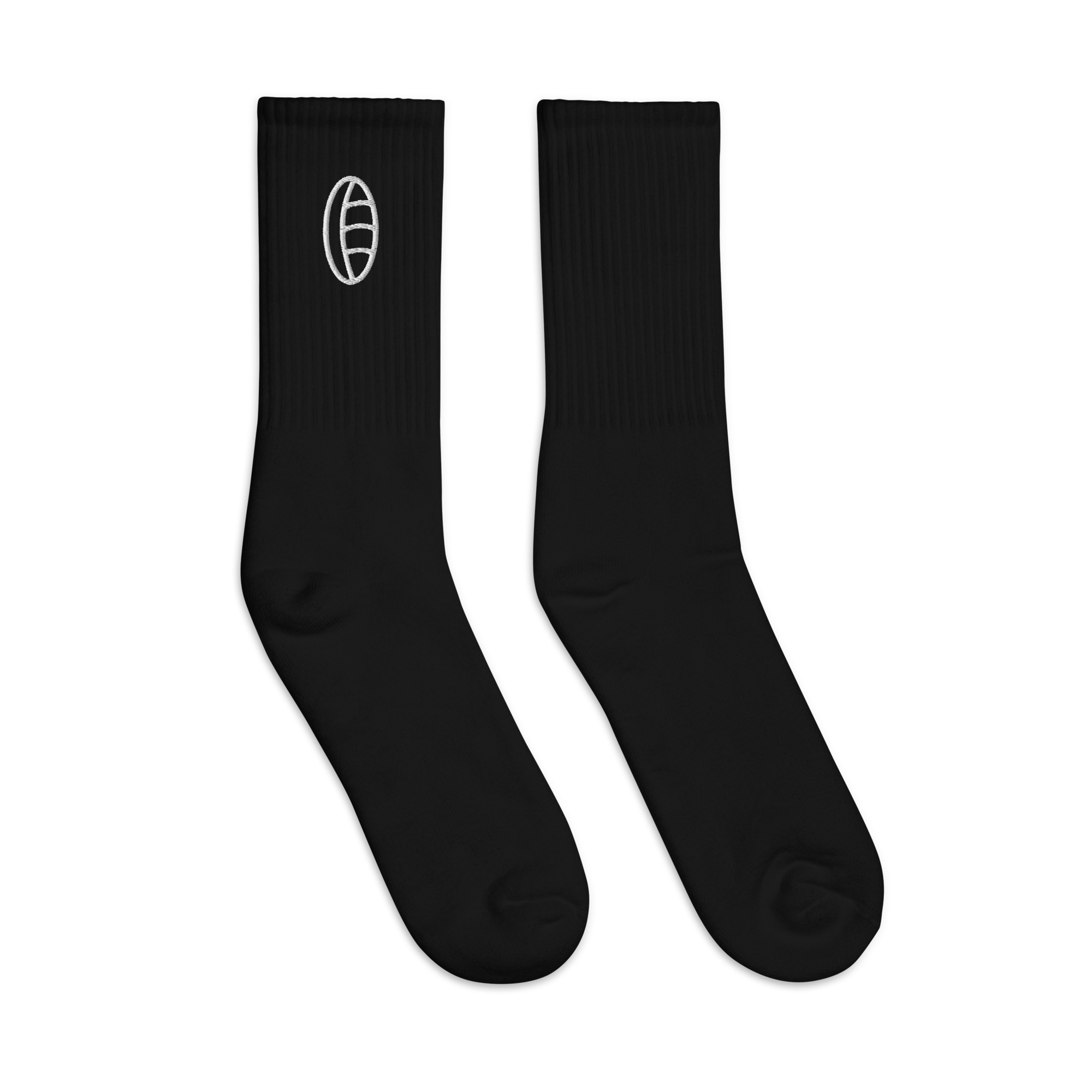 Black Embroidered Socks Made in USA Unisex - Cultural Slow Fashion