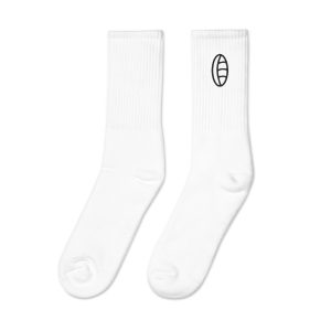 White Embroidered Socks Made in USA Unisex - Cultural Slow Fashion