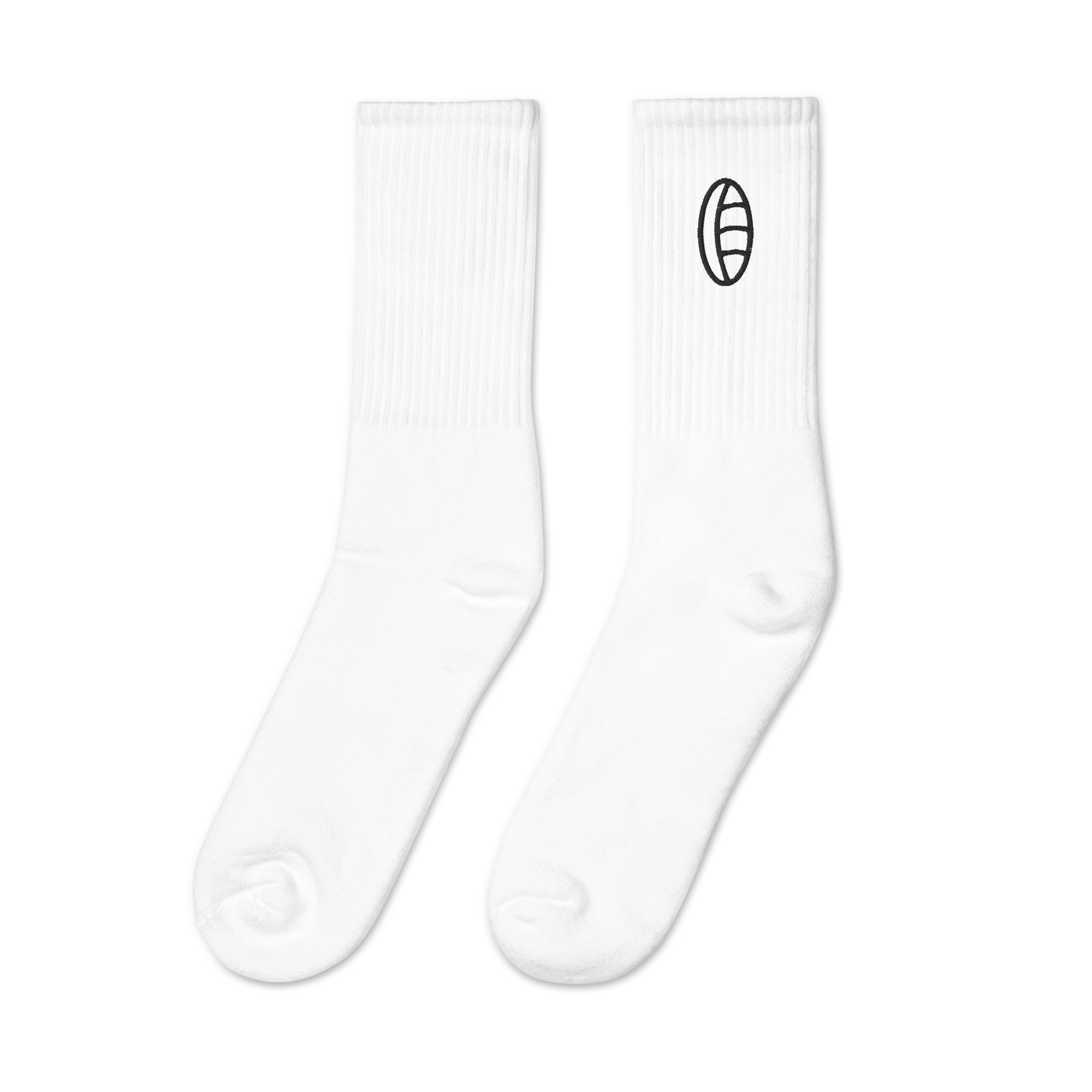 White Embroidered Socks Made in USA Unisex - Cultural Slow Fashion